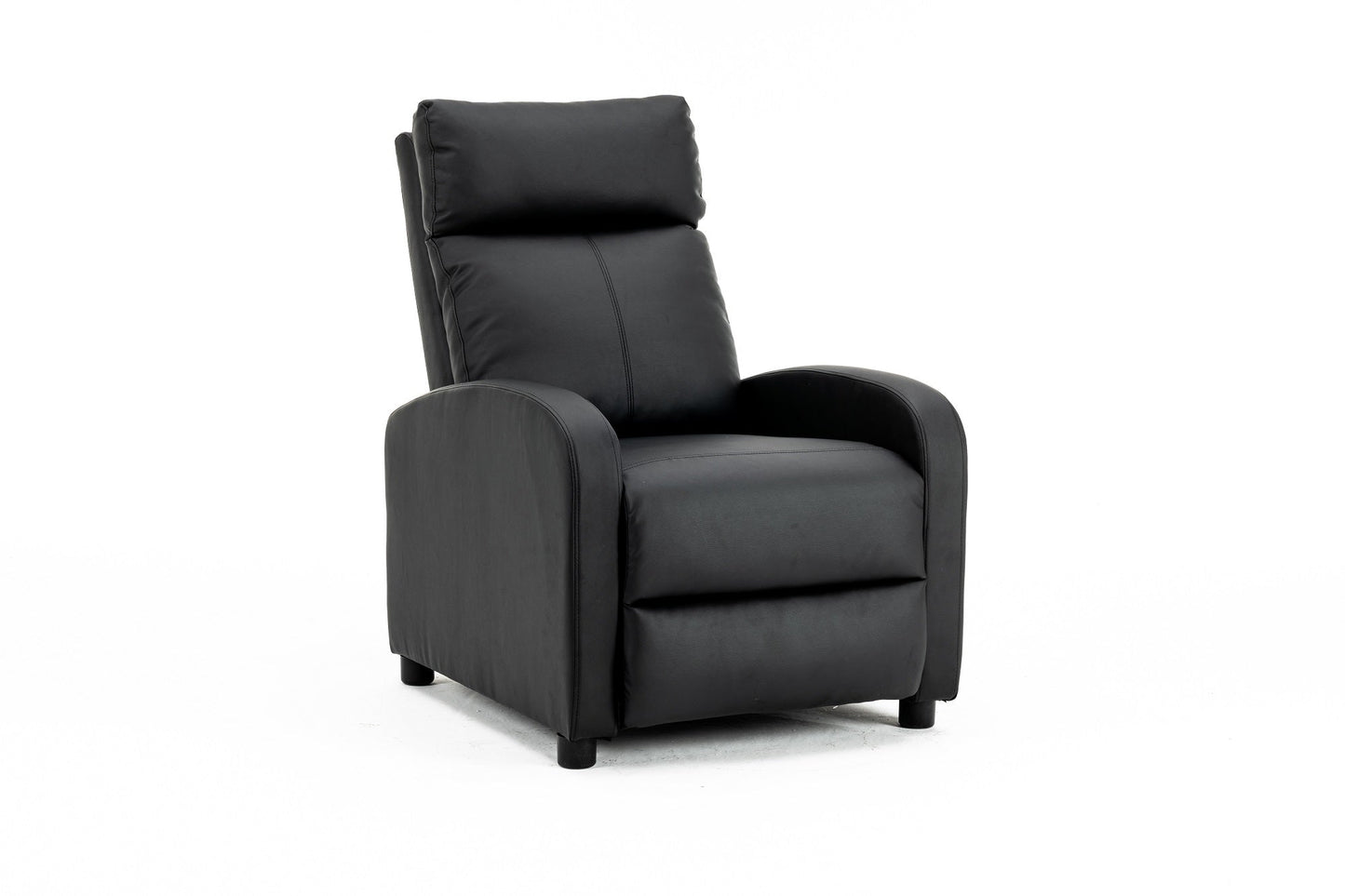 Fotoliu recliner din piele ecologică, spatar rabatabil si suport picioare extensibil, Negru