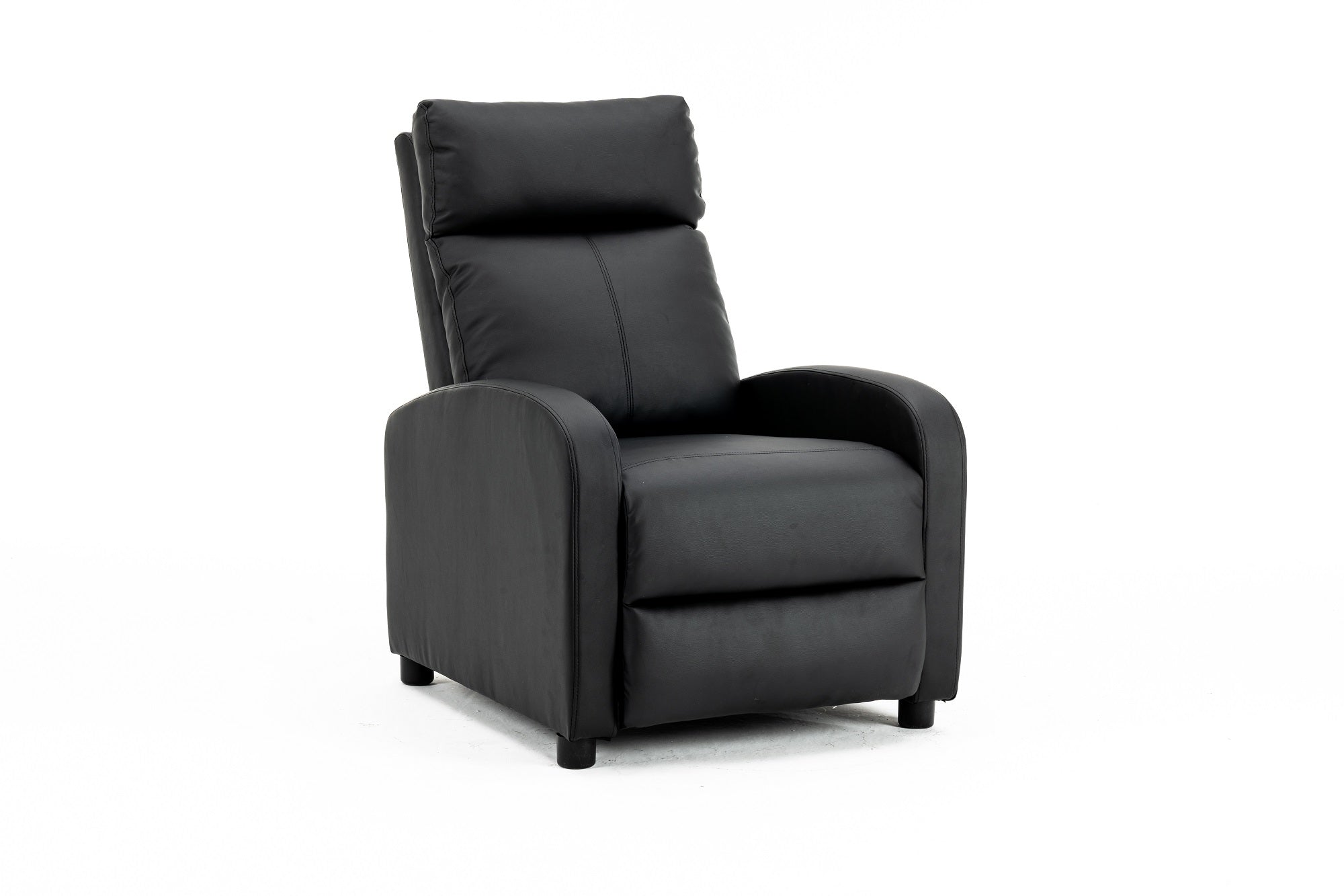 Fotoliu recliner din piele ecologică, spatar rabatabil si suport picioare extensibil, Negru