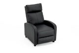 Fotoliu recliner din piele ecologică, spatar rabatabil si suport picioare extensibil, Negru