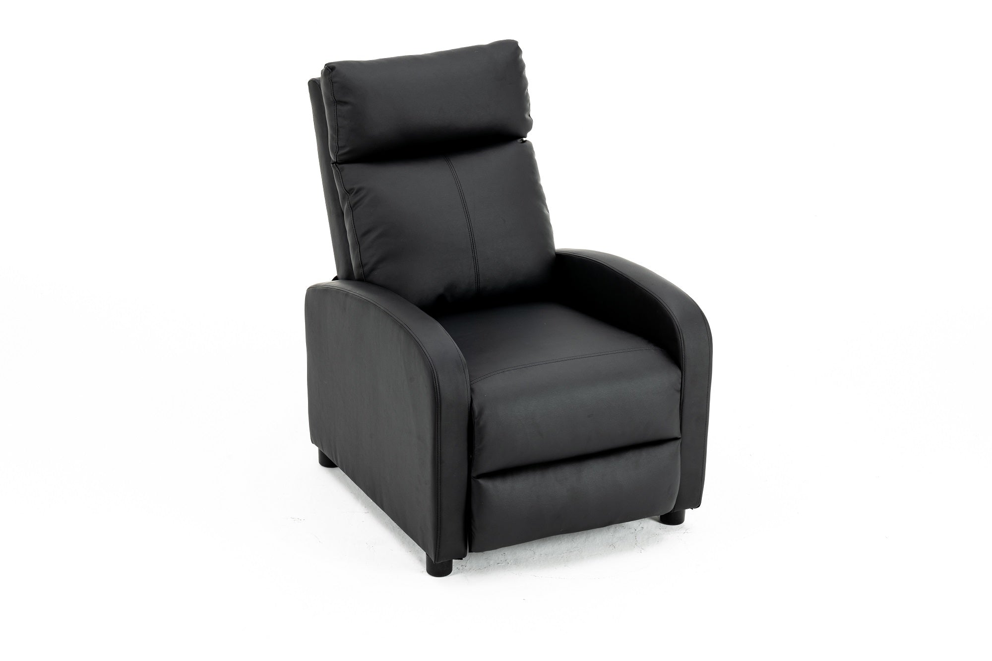 Fotoliu recliner din piele ecologică, spatar rabatabil si suport picioare extensibil, Negru