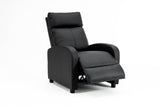 Fotoliu recliner din piele ecologică, spatar rabatabil si suport picioare extensibil, Negru