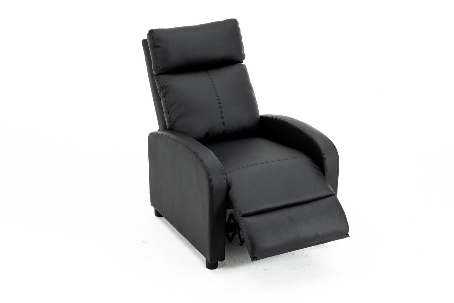 Fotoliu recliner din piele ecologică, spatar rabatabil si suport picioare extensibil, Negru