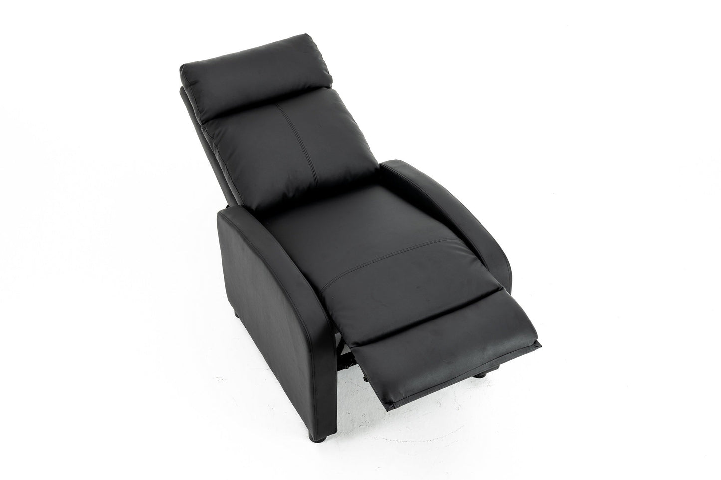 Fotoliu recliner din piele ecologică, spatar rabatabil si suport picioare extensibil, Negru