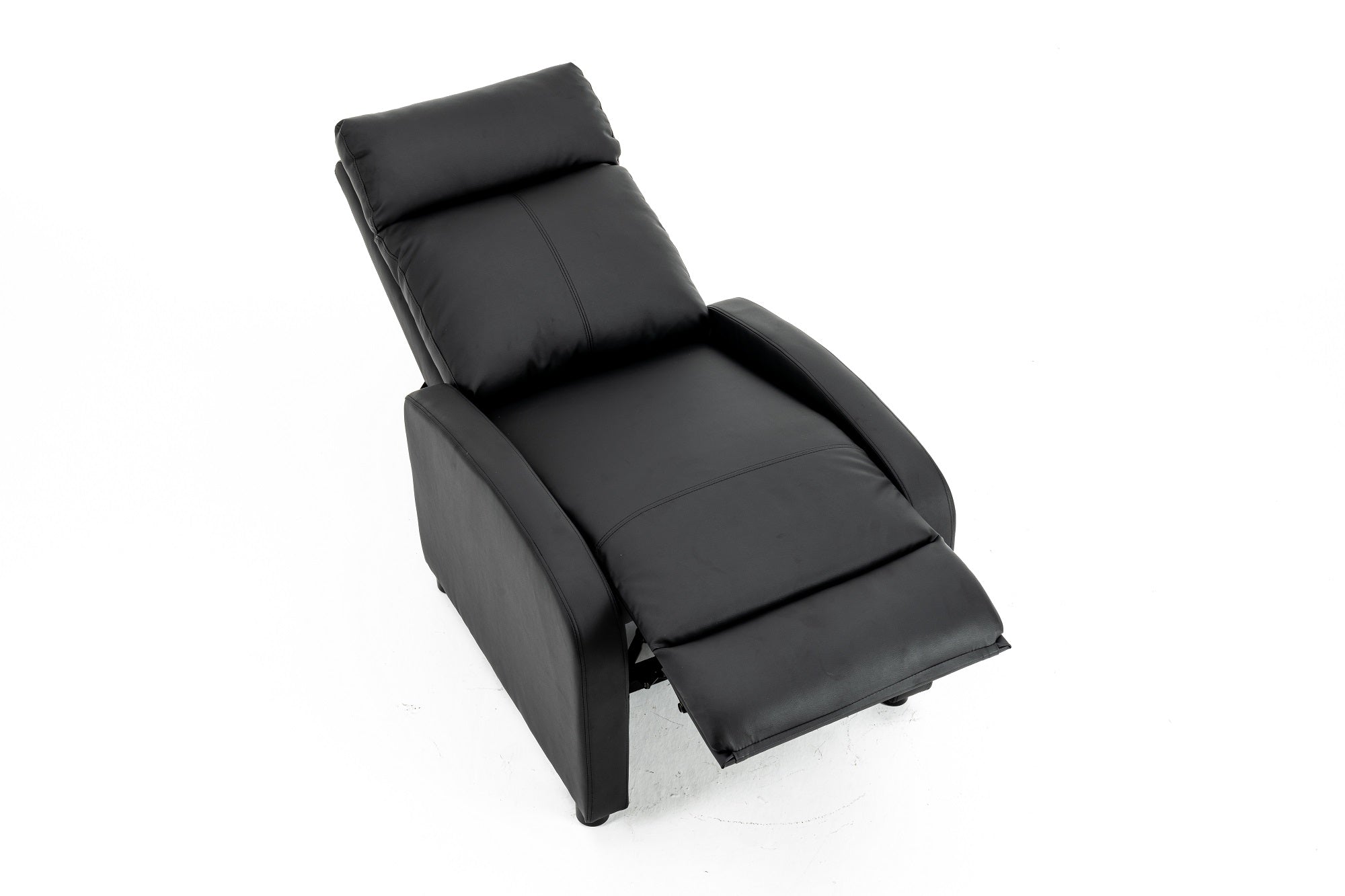 Fotoliu recliner din piele ecologică, spatar rabatabil si suport picioare extensibil, Negru