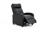 Fotoliu recliner din piele ecologică, spatar rabatabil si suport picioare extensibil, Negru