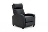 Fotoliu recliner din piele ecologică, spatar rabatabil si suport picioare extensibil, Negru
