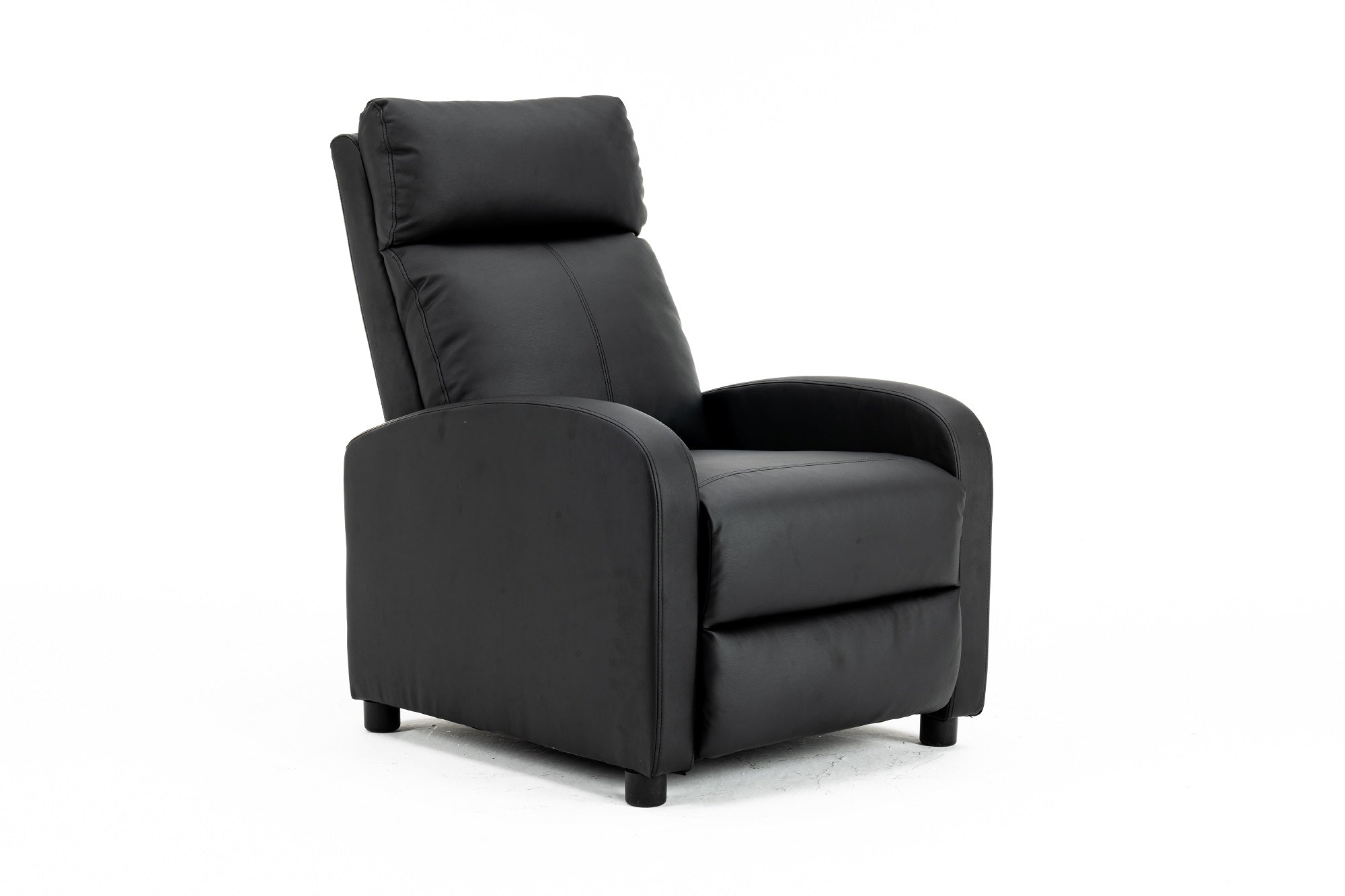 Fotoliu recliner din piele ecologică, spatar rabatabil si suport picioare extensibil, Negru