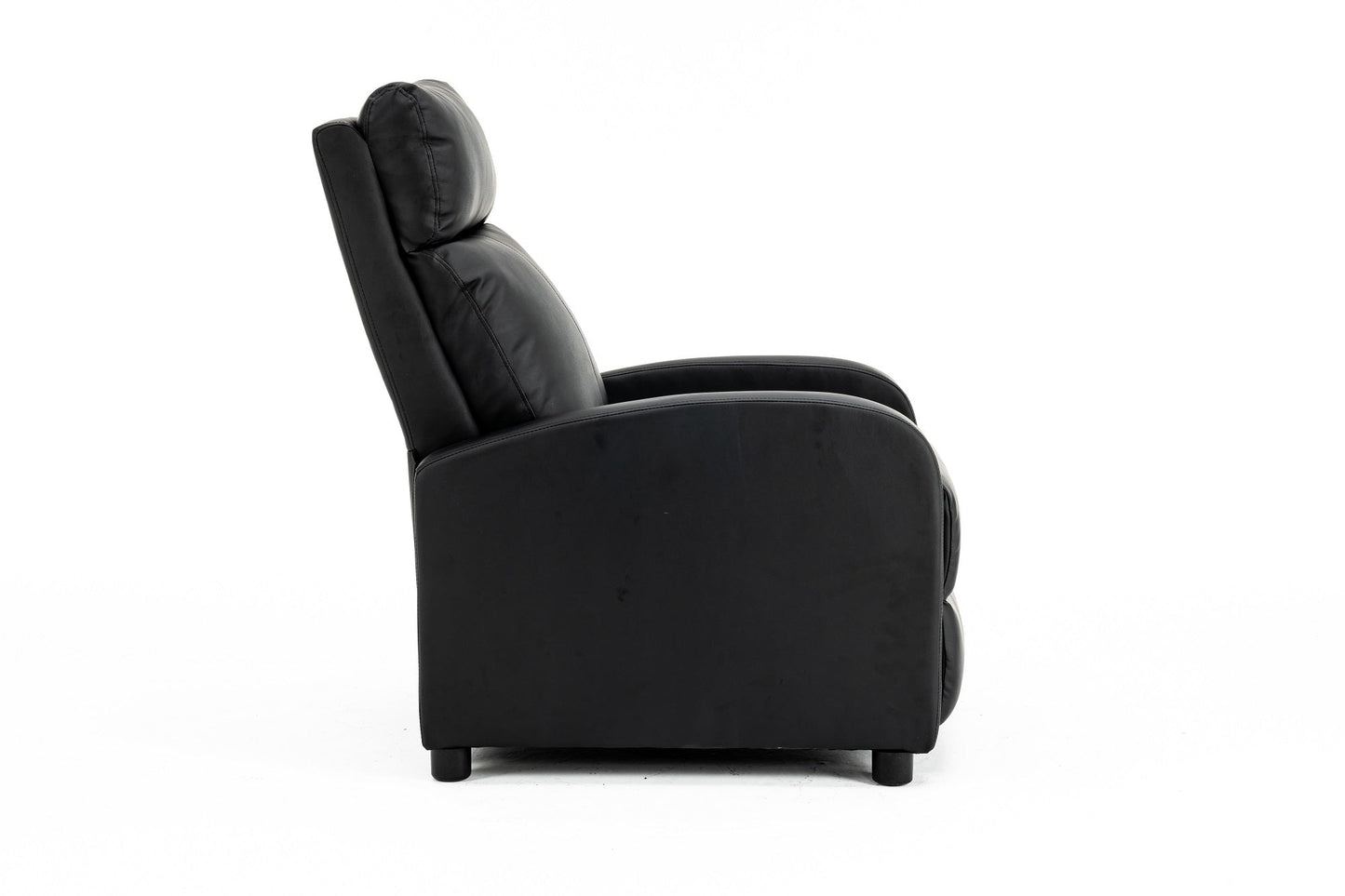 Fotoliu recliner din piele ecologică, spatar rabatabil si suport picioare extensibil, Negru
