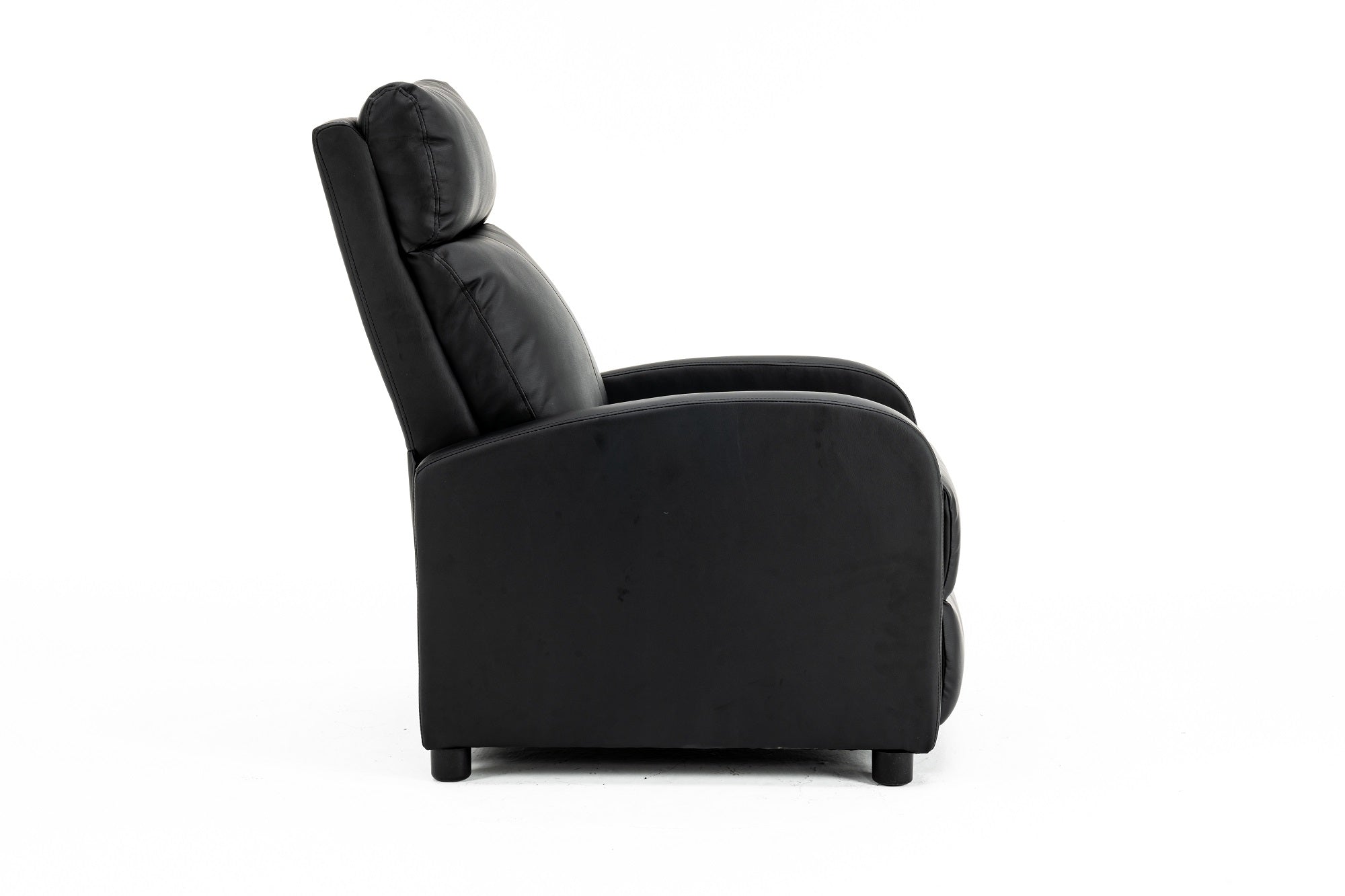 Fotoliu recliner din piele ecologică, spatar rabatabil si suport picioare extensibil, Negru
