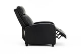 Fotoliu recliner din piele ecologică, spatar rabatabil si suport picioare extensibil, Negru