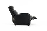 Fotoliu recliner din piele ecologică, spatar rabatabil si suport picioare extensibil, Negru