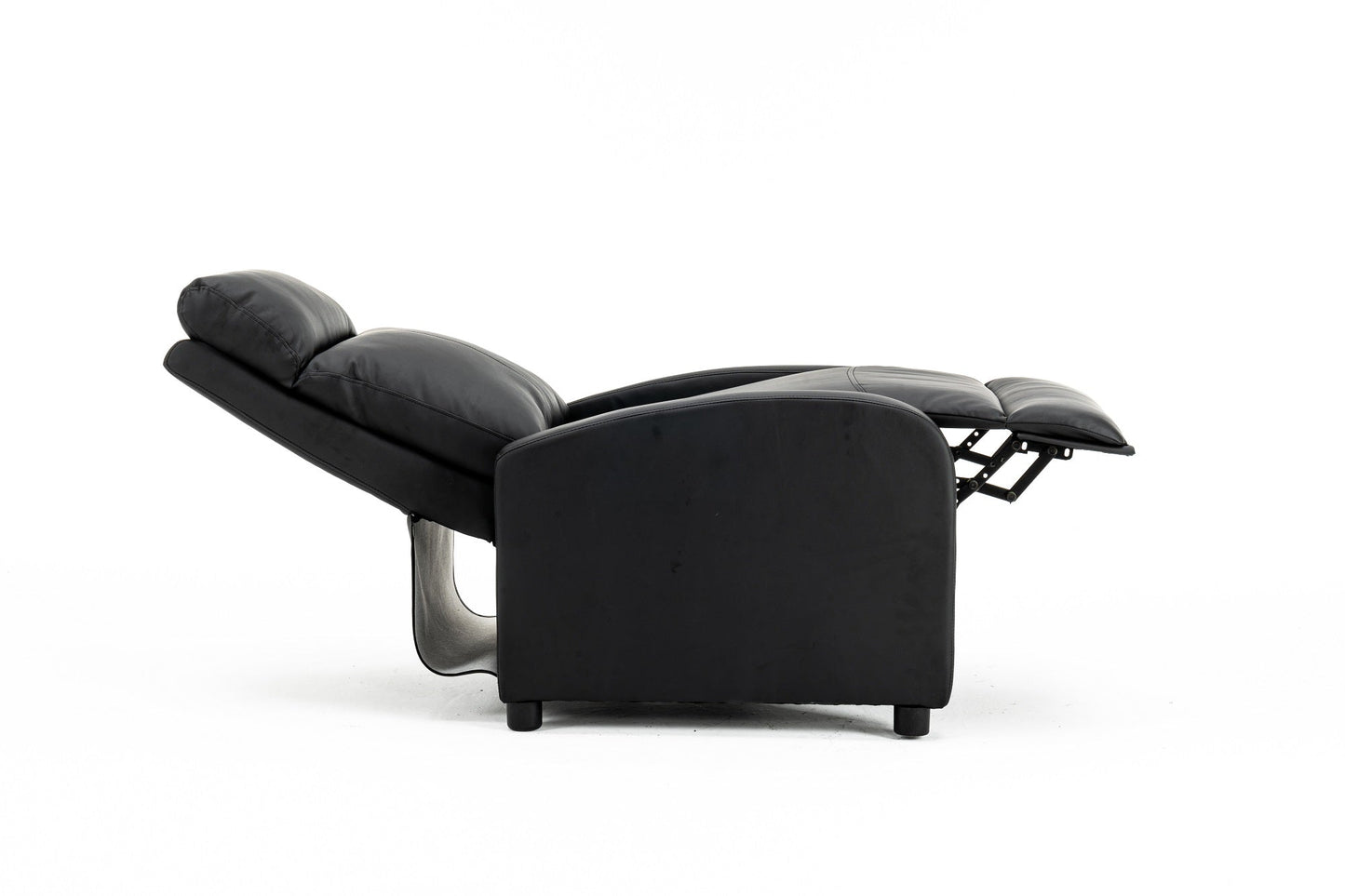 Fotoliu recliner din piele ecologică, spatar rabatabil si suport picioare extensibil, Negru