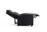 Fotoliu recliner din piele ecologică, spatar rabatabil si suport picioare extensibil, Negru