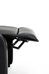 Fotoliu recliner din piele ecologică, spatar rabatabil si suport picioare extensibil, Negru
