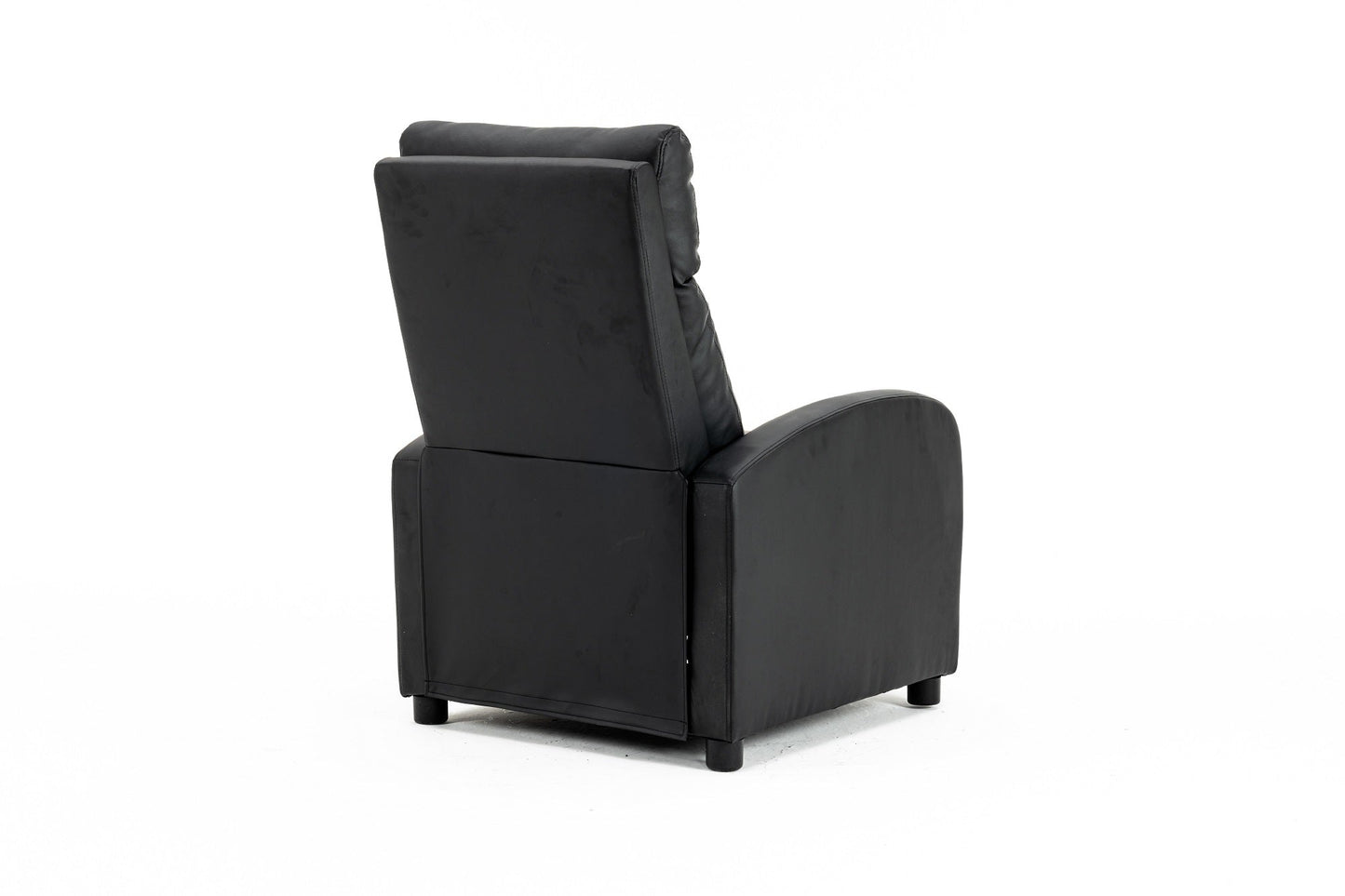 Fotoliu recliner din piele ecologică, spatar rabatabil si suport picioare extensibil, Negru