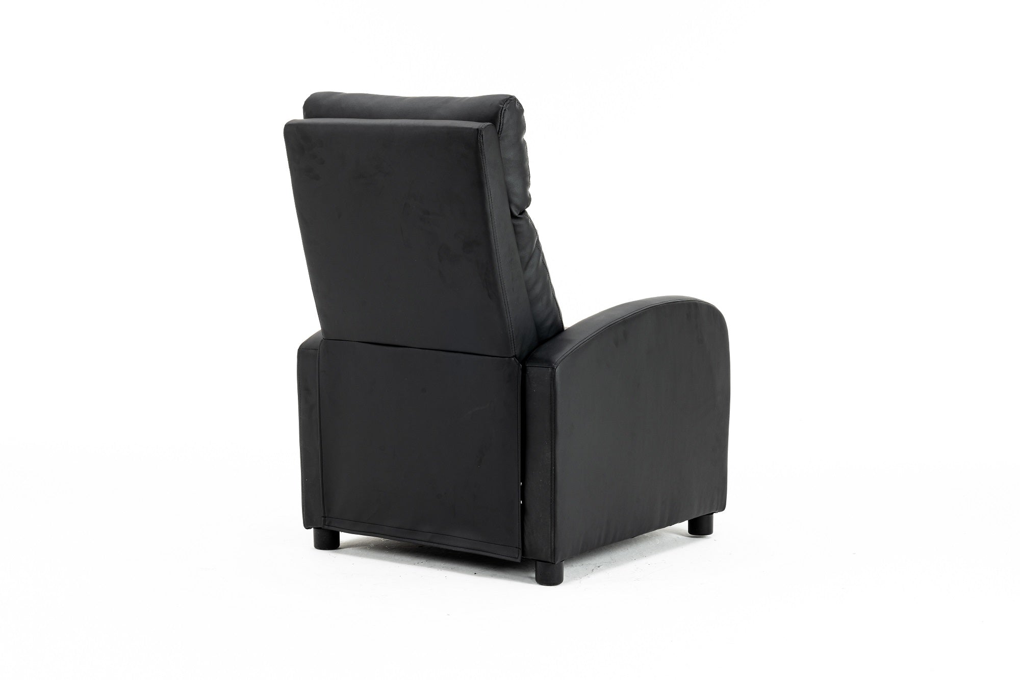Fotoliu recliner din piele ecologică, spatar rabatabil si suport picioare extensibil, Negru