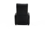 Fotoliu recliner din piele ecologică, spatar rabatabil si suport picioare extensibil, Negru