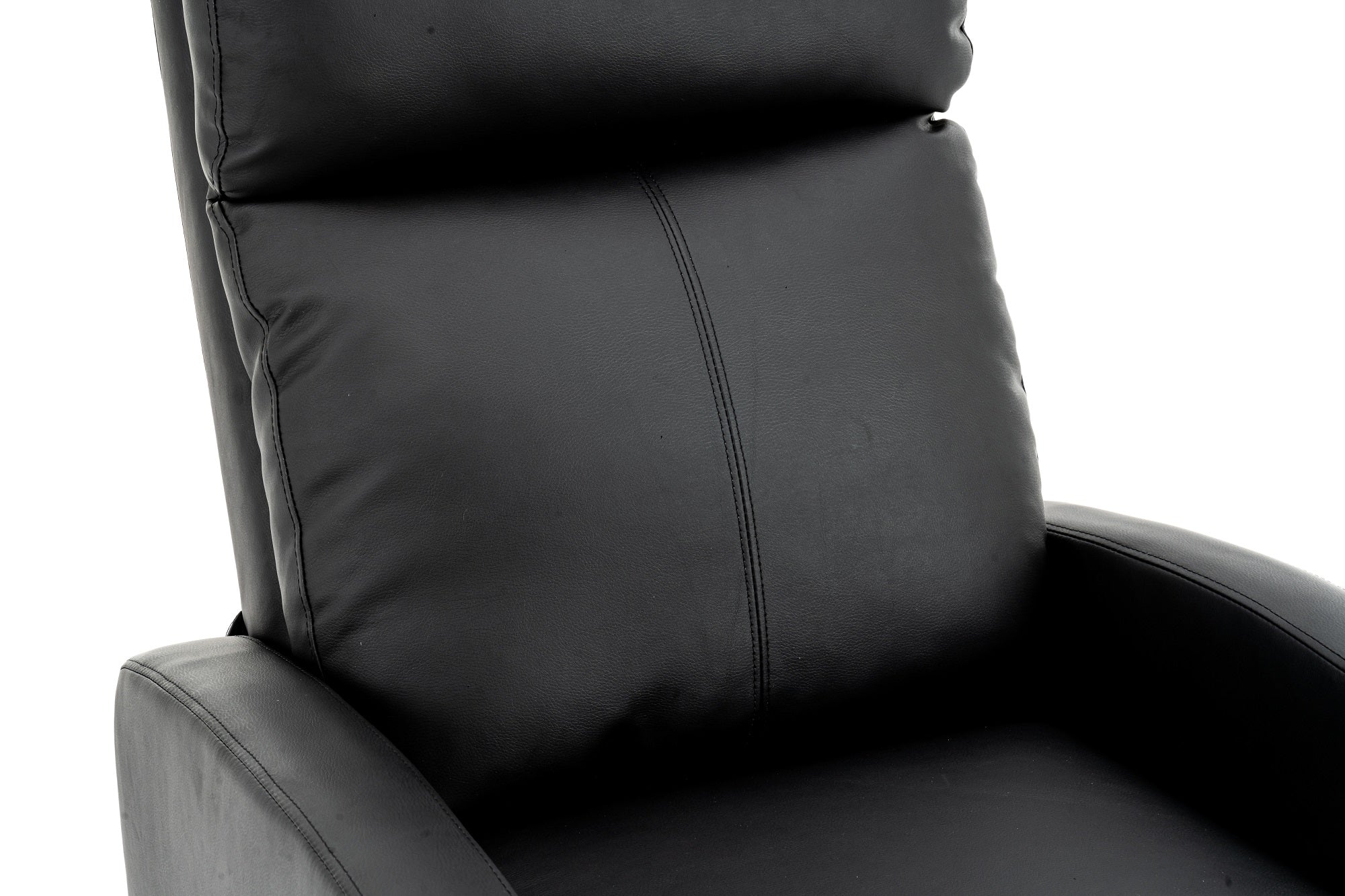 Fotoliu recliner din piele ecologică, spatar rabatabil si suport picioare extensibil, Negru