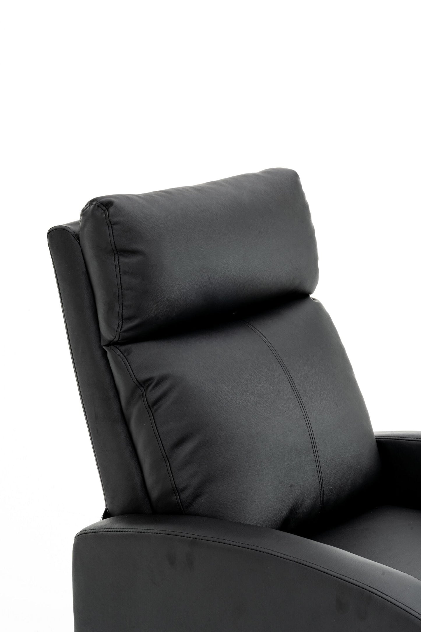 Fotoliu recliner din piele ecologică, spatar rabatabil si suport picioare extensibil, Negru
