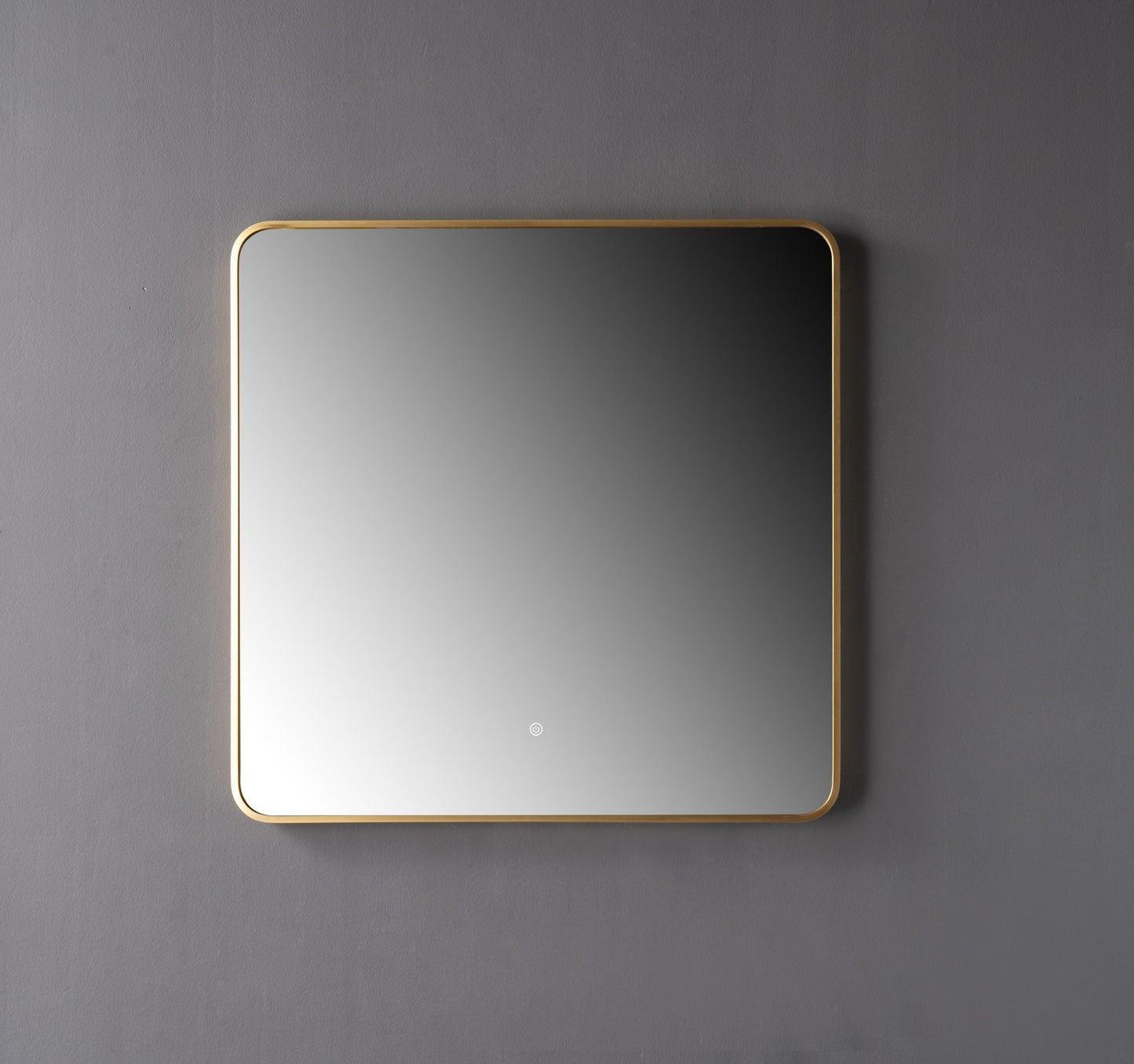 Oglinda LED Patrata Premium 80×80 cm, Rama Auriu, 3 Tipuri de Lumina – Calda, Rece, Neutra