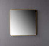 Oglinda LED Patrata Premium 80×80 cm, Rama Auriu, 3 Tipuri de Lumina – Calda, Rece, Neutra