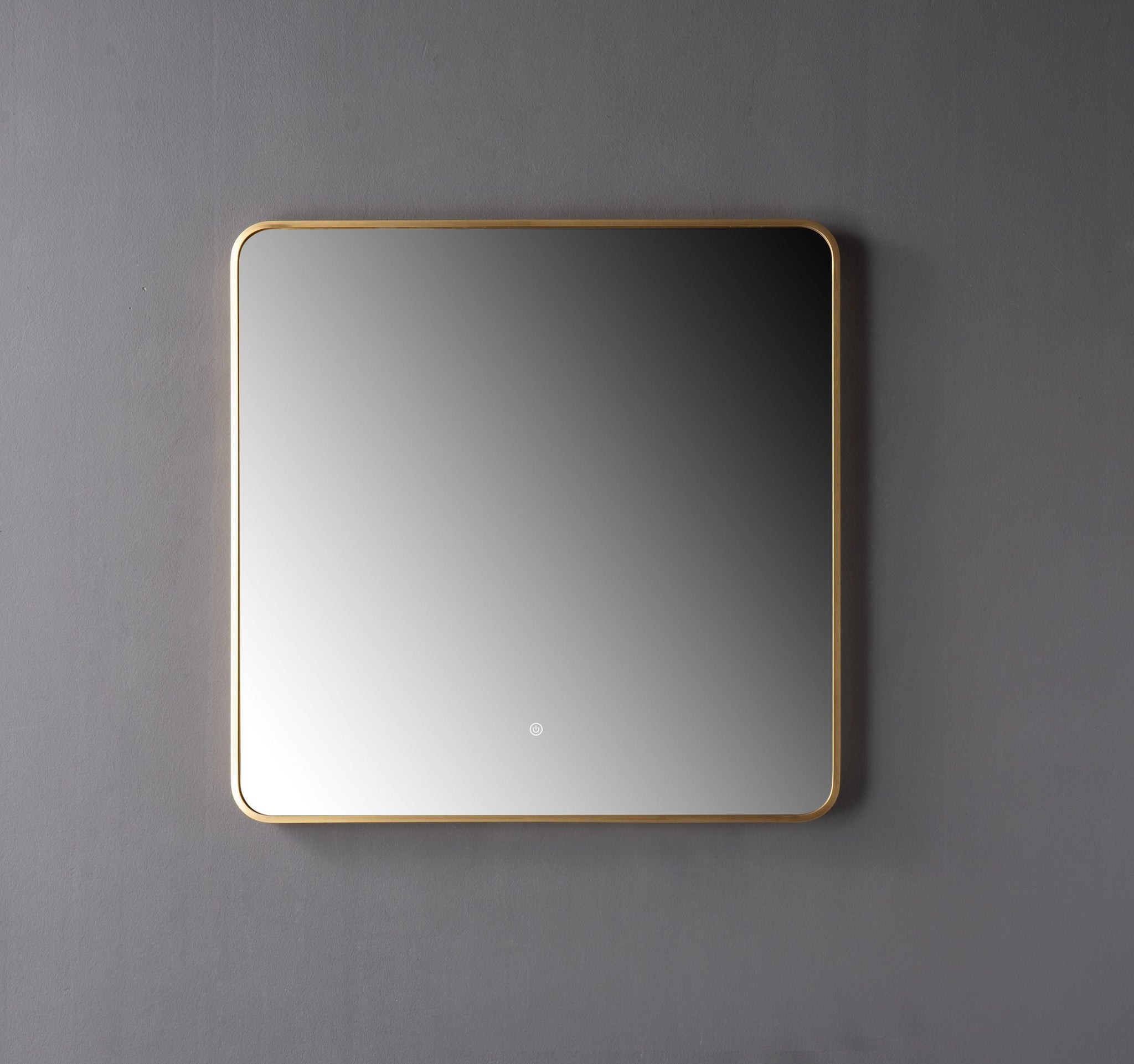 Oglinda LED Patrata Premium 80×80 cm, Rama Auriu, 3 Tipuri de Lumina – Calda, Rece, Neutra
