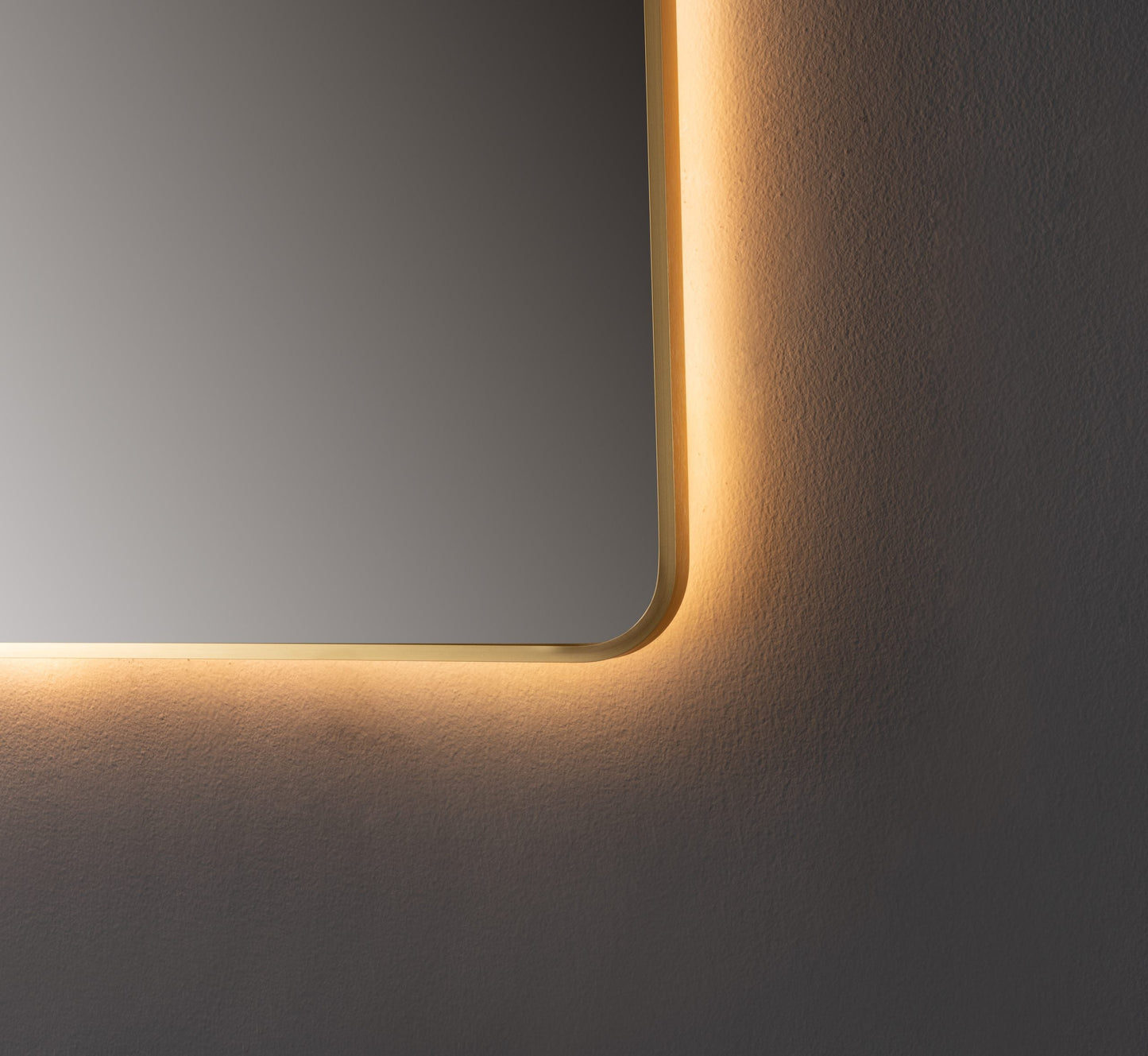 Oglinda LED Patrata Premium 80×80 cm, Rama Auriu, 3 Tipuri de Lumina – Calda, Rece, Neutra