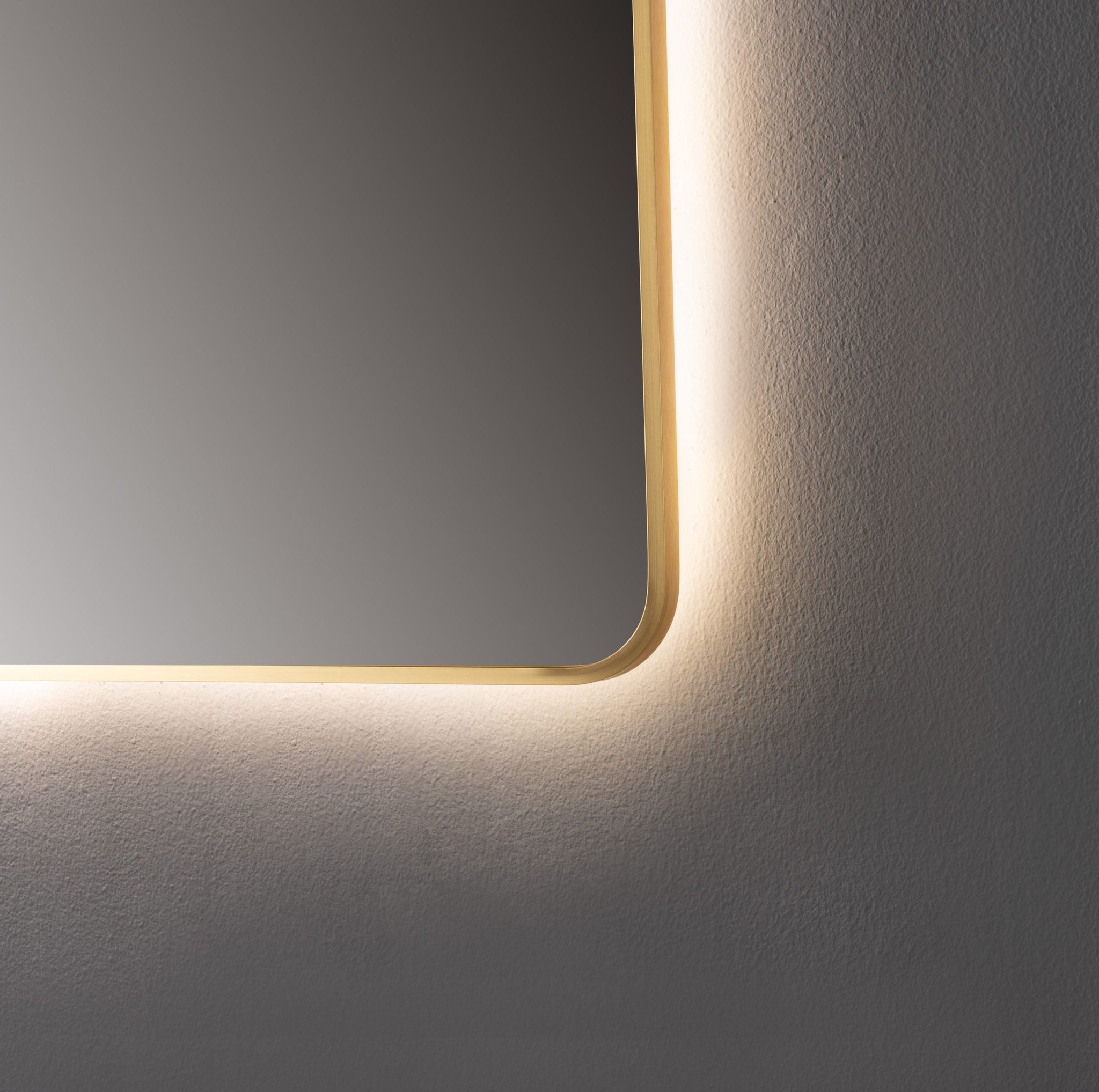 Oglinda LED Patrata Premium 80×80 cm, Rama Auriu, 3 Tipuri de Lumina – Calda, Rece, Neutra