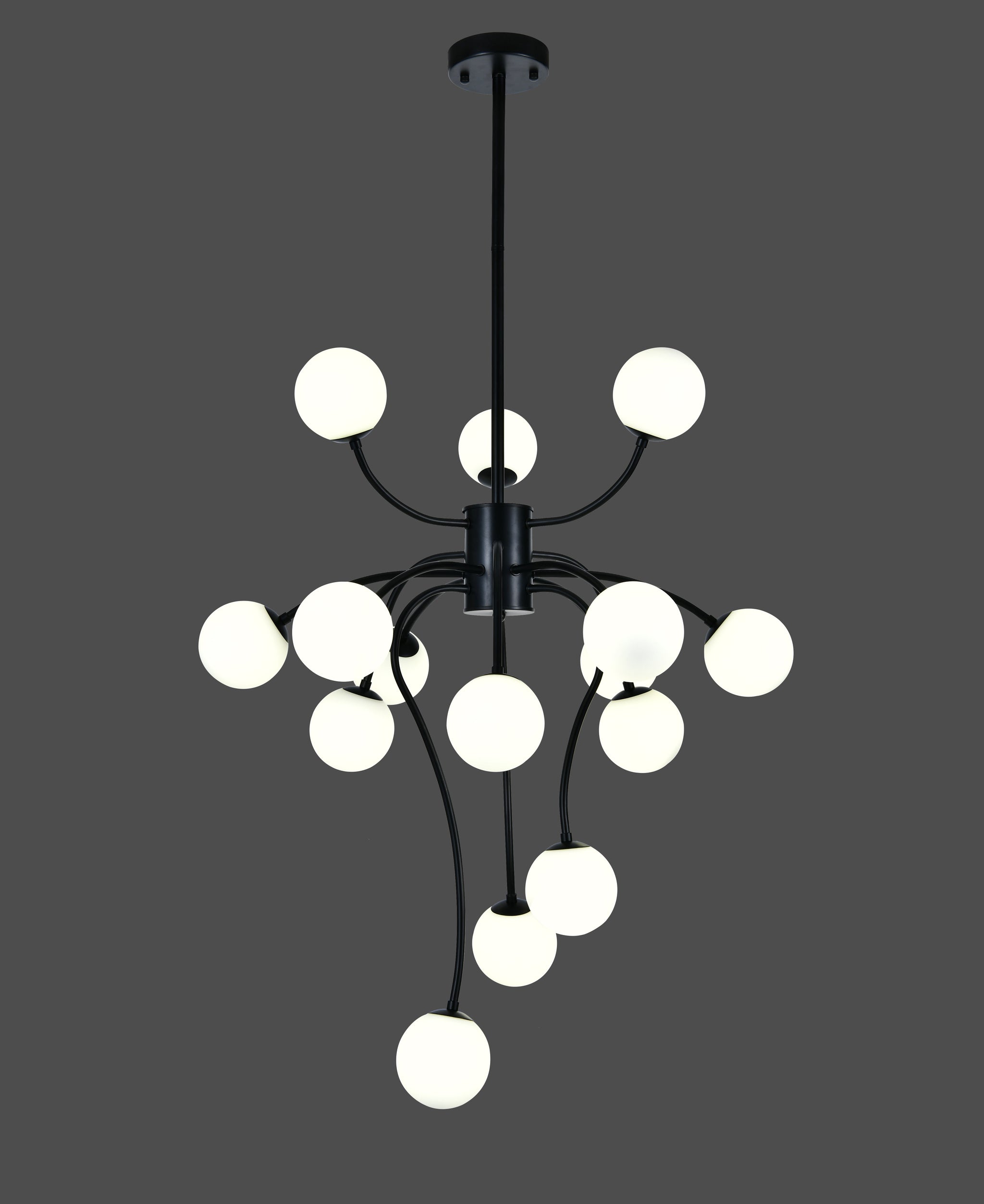 Lustra RFAN, Model E007/15, Cu Abajururi, 15 X G9, Negru