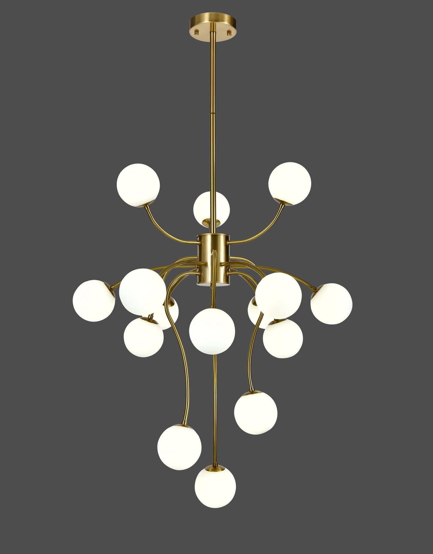 Lustra RFAN, Model E007/15, Cu Abajururi, 15 X G9, Auriu