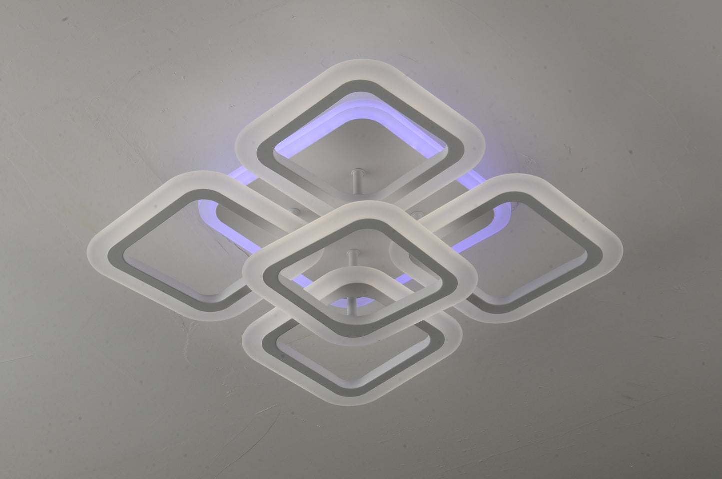 Lustra LED RFAN, Model M20/4+1RGB, cu Telecomanda, 3 Tipuri de Lumina plus Lumina RGB, Intensitate Reglabila, 58W, Alb