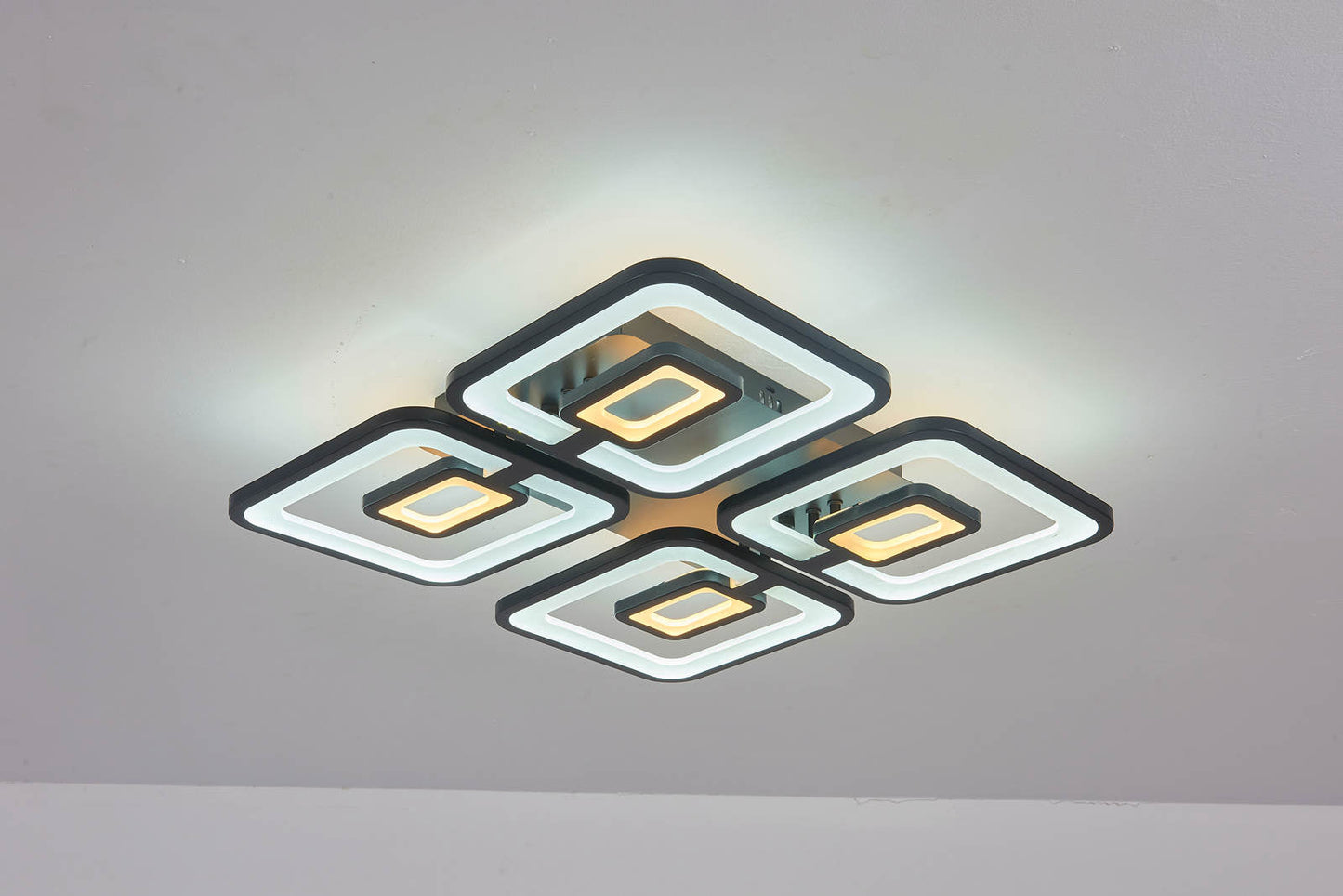 Lustra LED RFAN, Model M025-4, Cu Telecomanda, 3 Tipuri De Lumina, Intensitate Reglabila, 200W, Negru