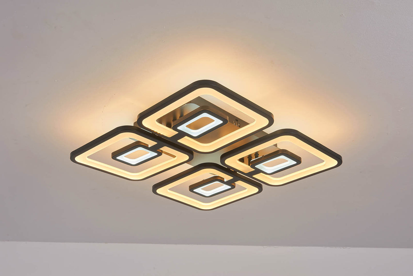 Lustra LED RFAN, Model M025-4, Cu Telecomanda, 3 Tipuri De Lumina, Intensitate Reglabila, 200W, Negru