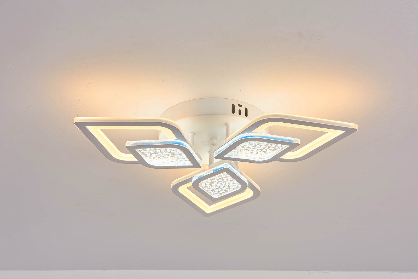 Lustra LED RFAN, Model M408-3, Cu Telecomanda, 3 Tipuri De Lumina, Intensitate Reglabila, 108W, Alb