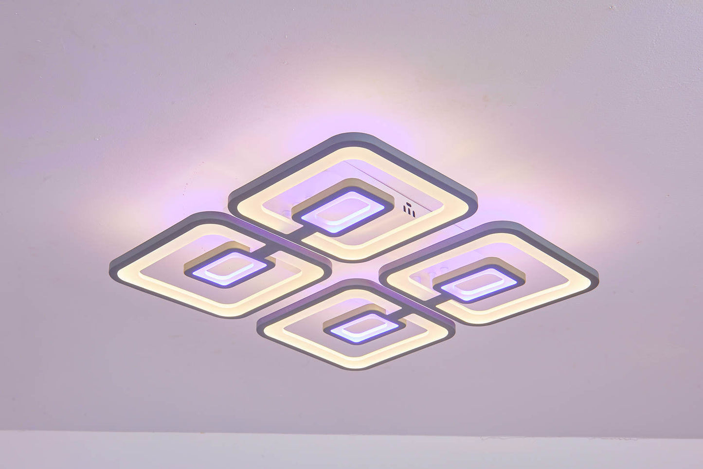 Lustra LED RFAN, Model M025-4, Cu Telecomanda, 3 Tipuri De Lumina, Intensitate Reglabila, 200W, Gri