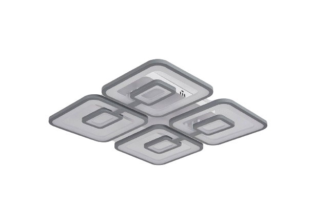 Lustra LED RFAN, Model M025-4, Cu Telecomanda, 3 Tipuri De Lumina, Intensitate Reglabila, 200W, Gri