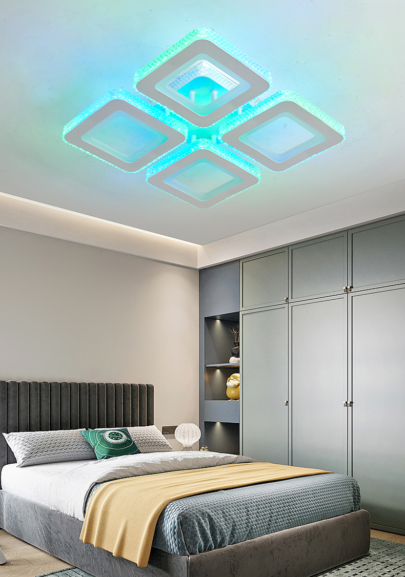 Lustra LED RFAN, Model M601-4, Cu Telecomanda, 3 Tipuri De Lumina Plus Lumina RGB, Intensitate Reglabila, 96W, Alb