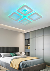 Lustra LED RFAN, Model M601-4, Cu Telecomanda, 3 Tipuri De Lumina Plus Lumina RGB, Intensitate Reglabila, 96W, Alb