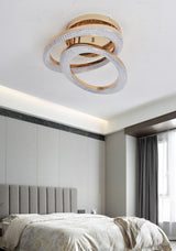 Lustra LED RFAN, Model J409/2, Cu Telecomanda, 3 Tipuri De Lumina, Intensitate Reglabila, 96W, Auriu