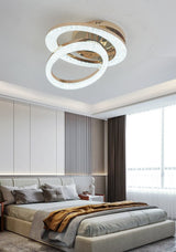 Lustra LED RFAN, Model J409/2, Cu Telecomanda, 3 Tipuri De Lumina, Intensitate Reglabila, 96W, Auriu