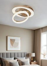 Lustra LED RFAN, Model J409/2, Cu Telecomanda, 3 Tipuri De Lumina, Intensitate Reglabila, 96W, Auriu