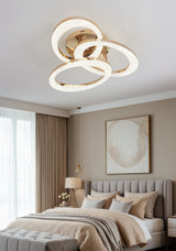 Lustra LED RFAN, Model J409/3, Cu Telecomanda, 3 Tipuri De Lumina, Intensitate Reglabila, 144W, Auriu