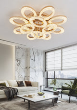 Lustra LED RFAN, Model J409/8+4, Cu Telecomanda, 3 Tipuri De Lumina, Intensitate Reglabila, 192W, Auriu