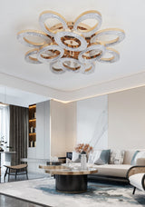 Lustra LED RFAN, Model J409/8+4, Cu Telecomanda, 3 Tipuri De Lumina, Intensitate Reglabila, 192W, Auriu