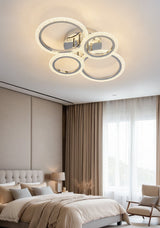 Lustra LED RFAN, Model DQ001/2+2, Cu Telecomanda, 3 Tipuri De Lumina, Intensitate Reglabila, 80W, Argintiu