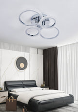 Lustra LED RFAN, Model DQ001/2+2, Cu Telecomanda, 3 Tipuri De Lumina, Intensitate Reglabila, 80W, Argintiu