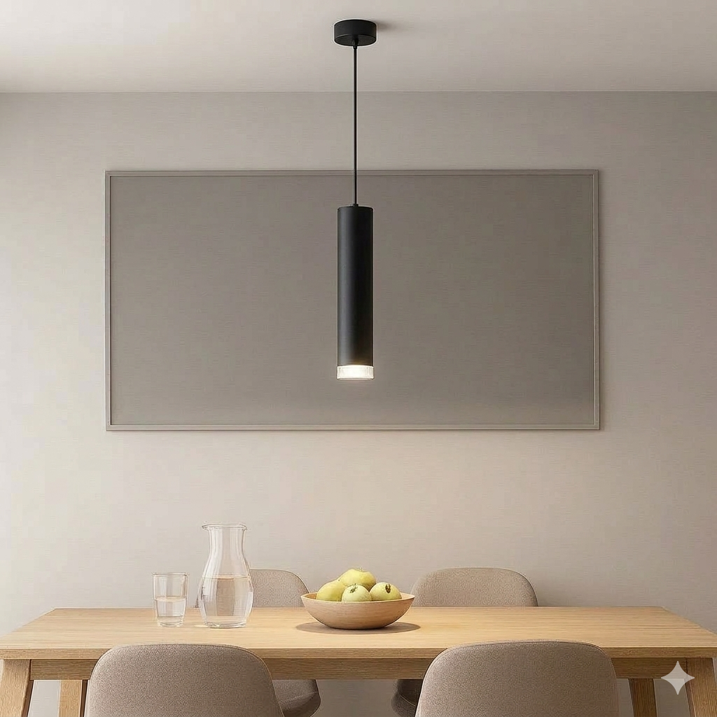 Pendul RFAN, Model WL608, 1 x GU10, Inaltime Reglabila, Negru