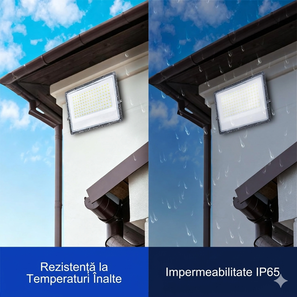 Proiector LED, Rezistent La Apa IP66, Lumina Rece, 220V, 300W, Gri