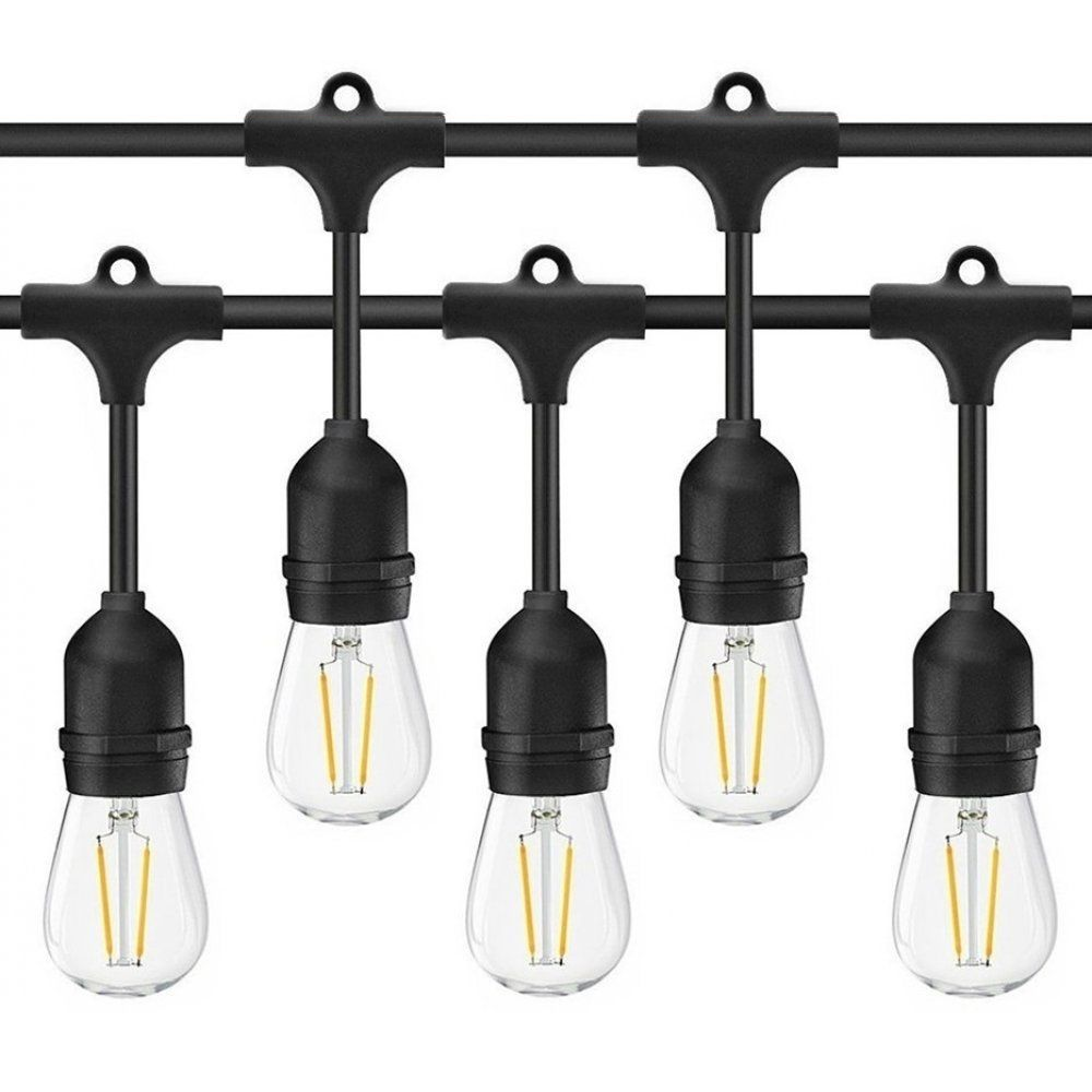 Ghirlanda Luminoasa RFAN, cu Panou Solar, 10 Becuri Incluse, 5m, 10 Fasung E27 , Negru