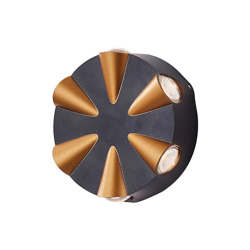 Aplica Exterior RFAN, Model L611, Material Aluminiu, IP65, Lumina Neutra, 6W, Negru/Auriu